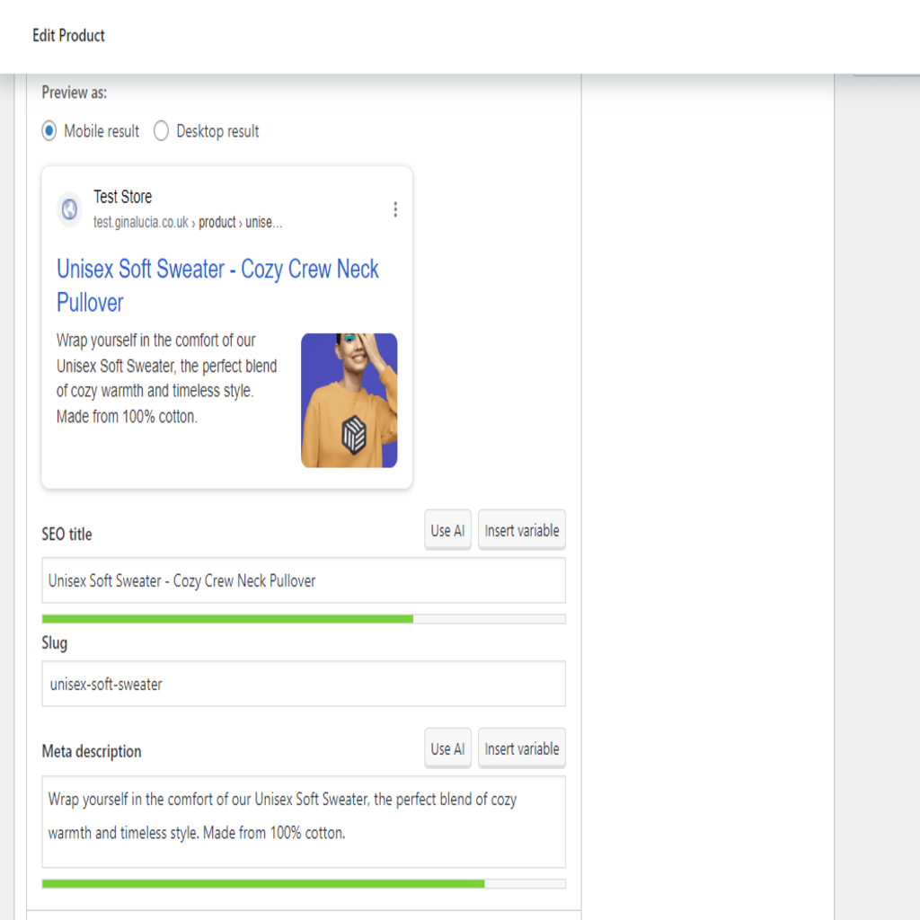 meta description product