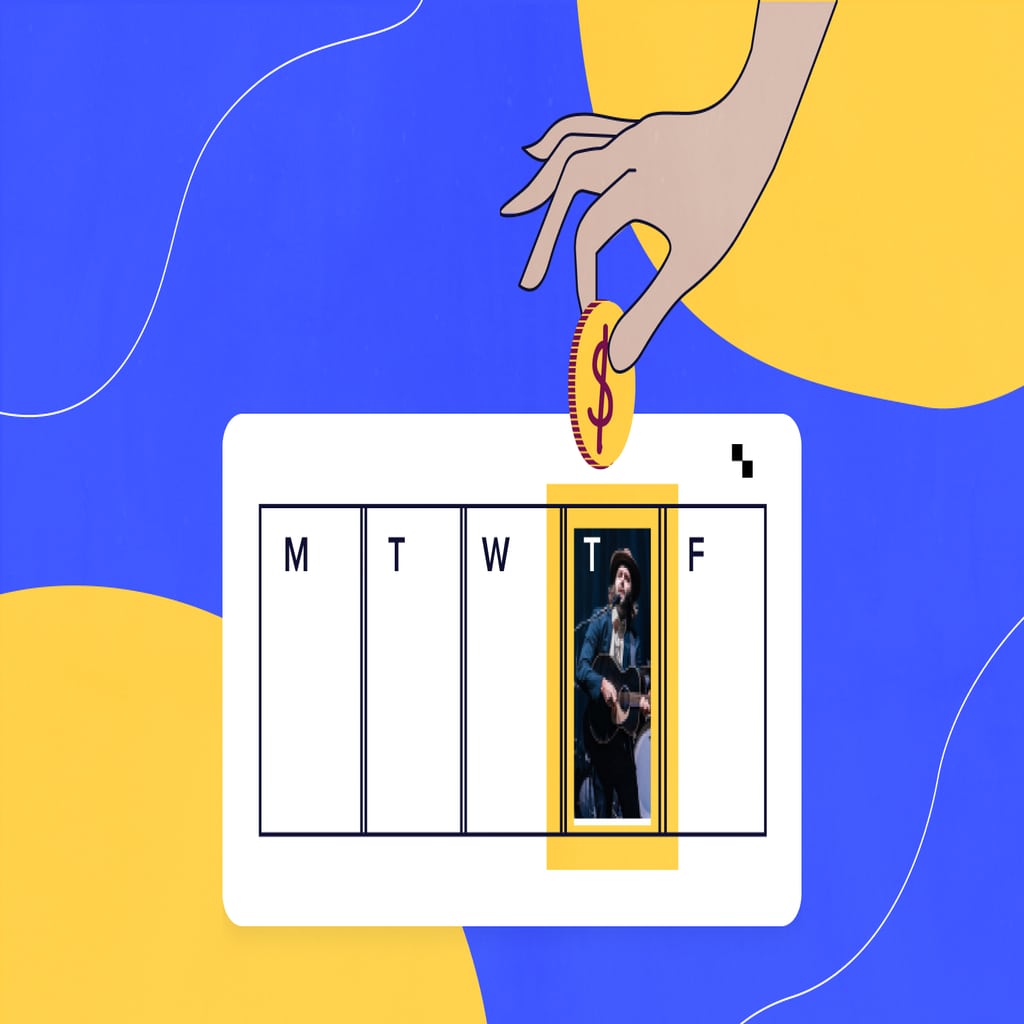 hand dropping coin into an event calendar slot