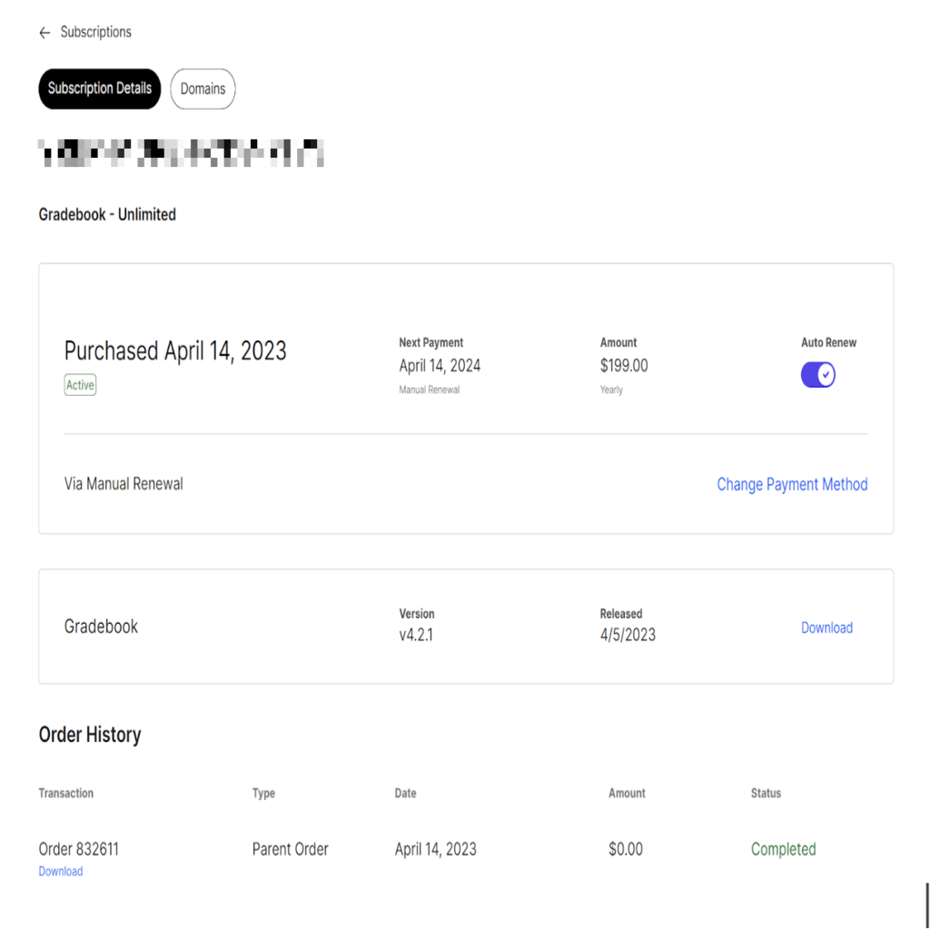 Subscription Details