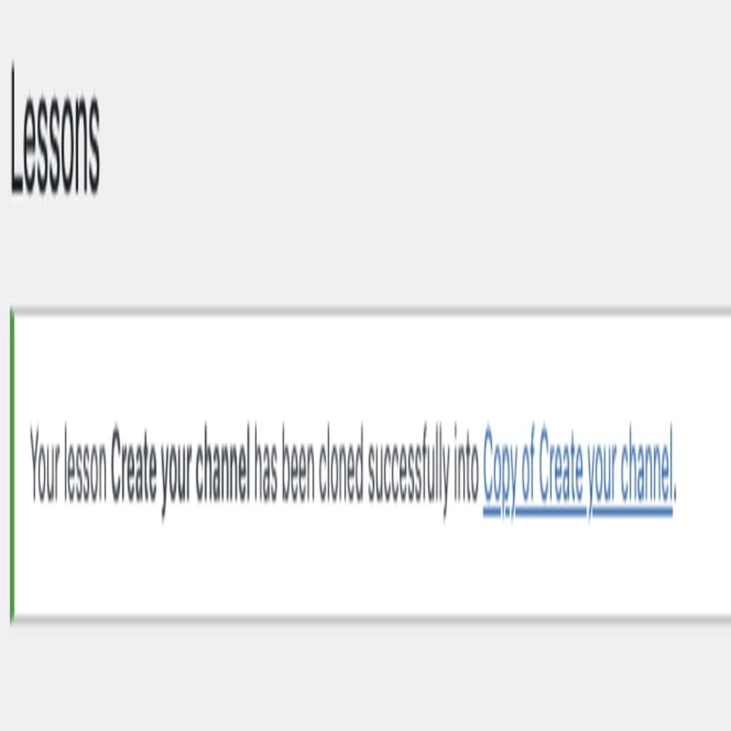 Successful cloned lesson message
