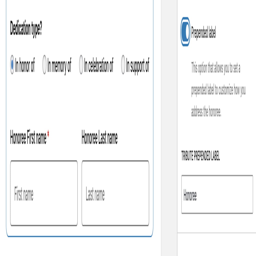 Prepended label example to appear before first and last names