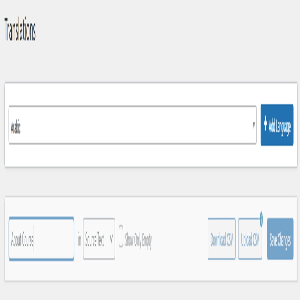 Screenshot of the search bar in translations