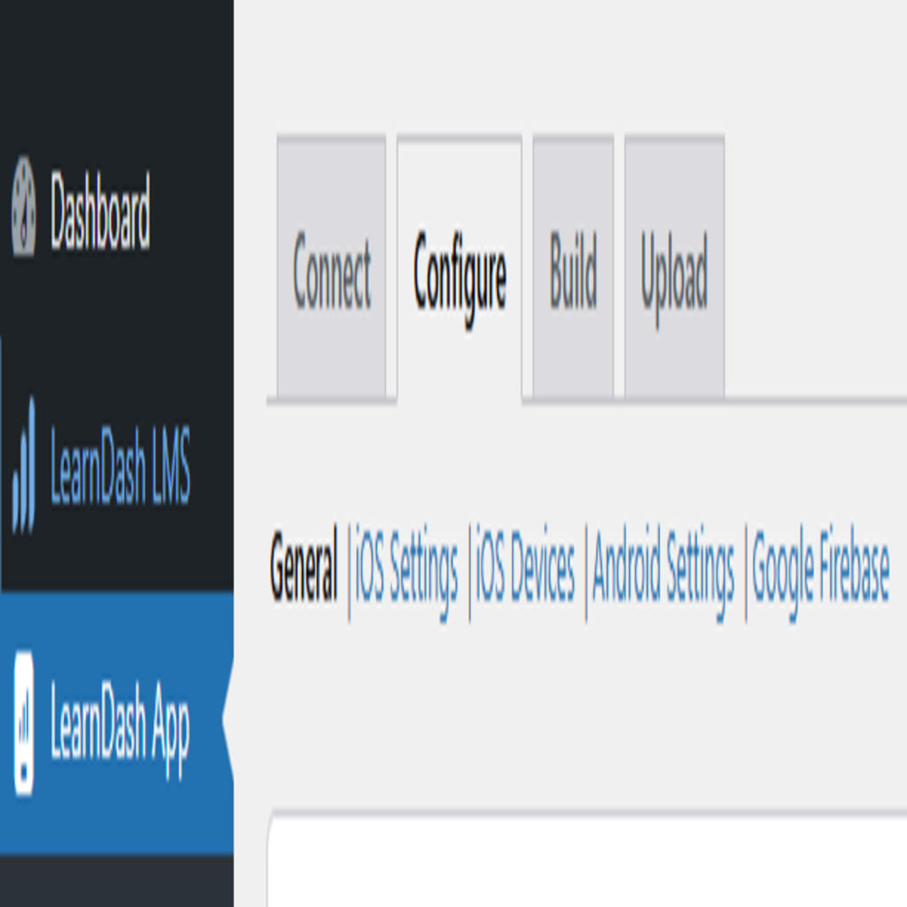 Screenshot of Configure tab