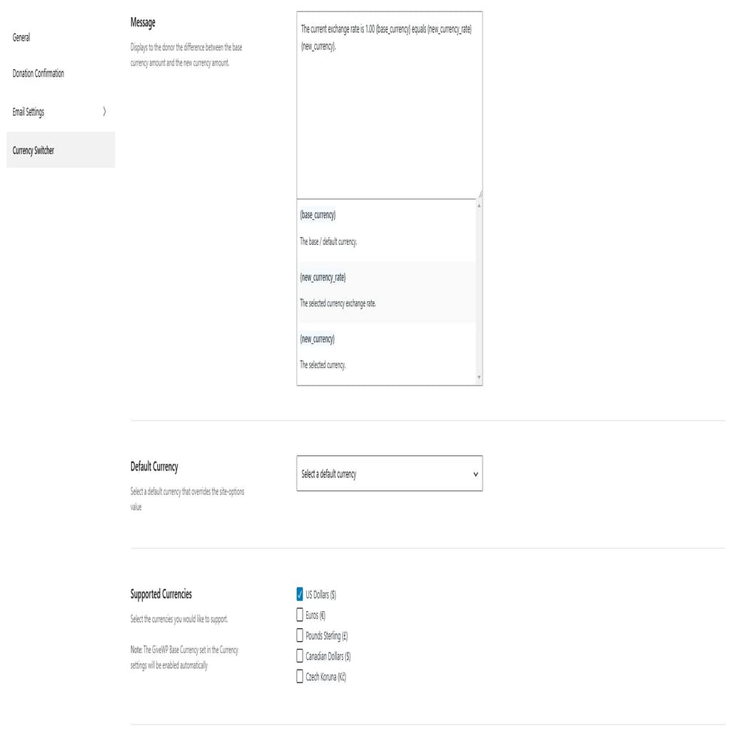 Currency Switcher options per-form