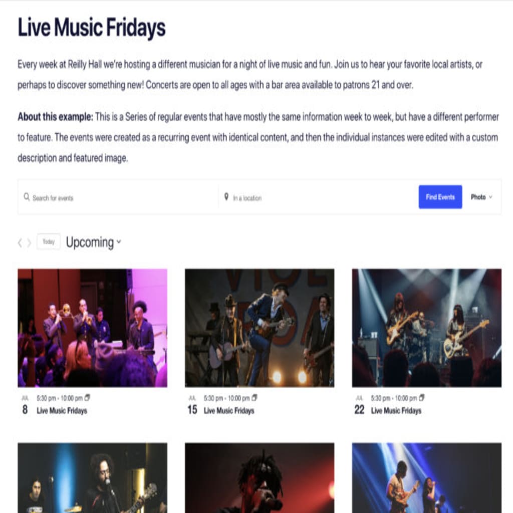 Event series landing page available with The Events Calendar 6.0