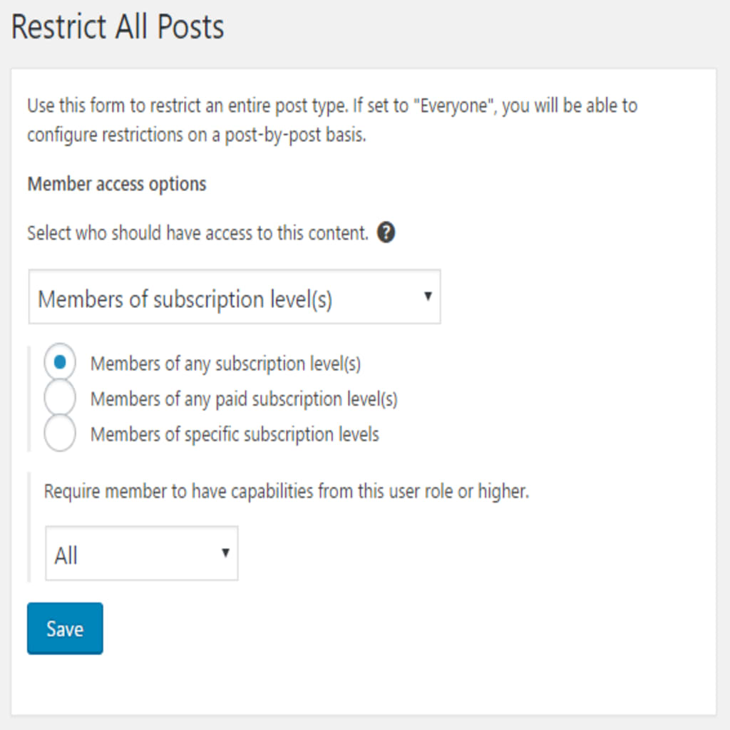 Interface for restricting an entire post type