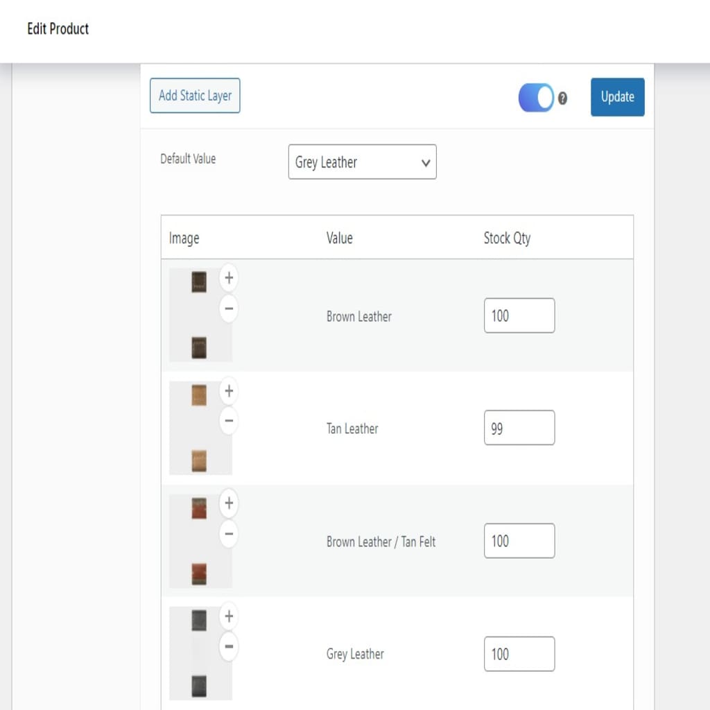 product configurator stock