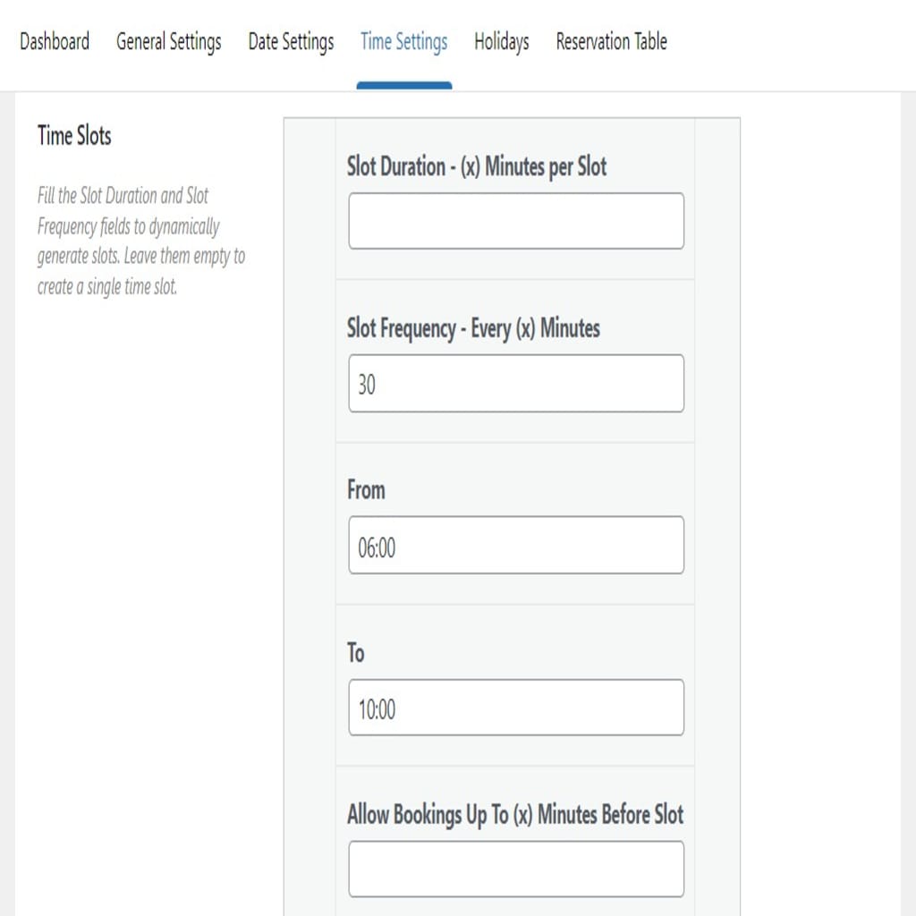 time slots settings woocommerce