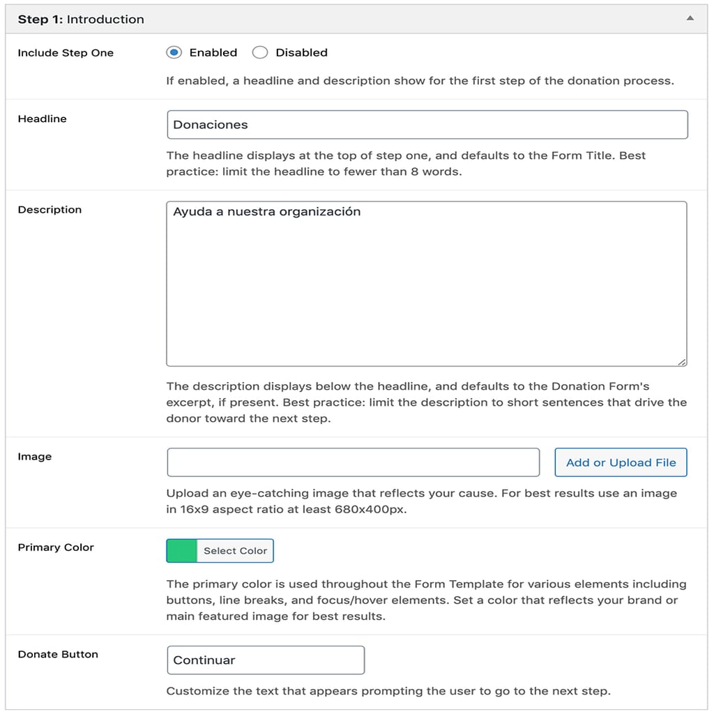 GiveWP Multi-Step Form Step 1