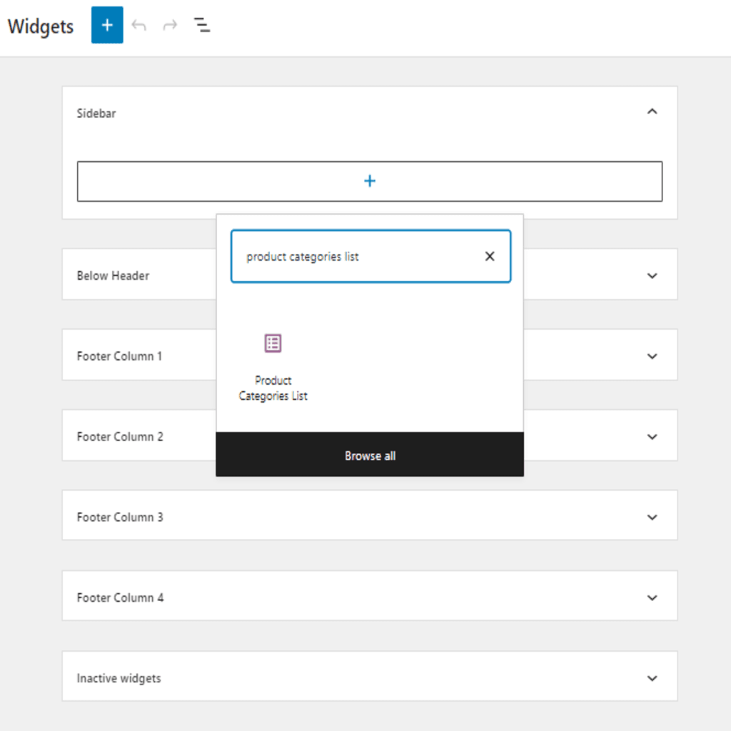 product categories widget