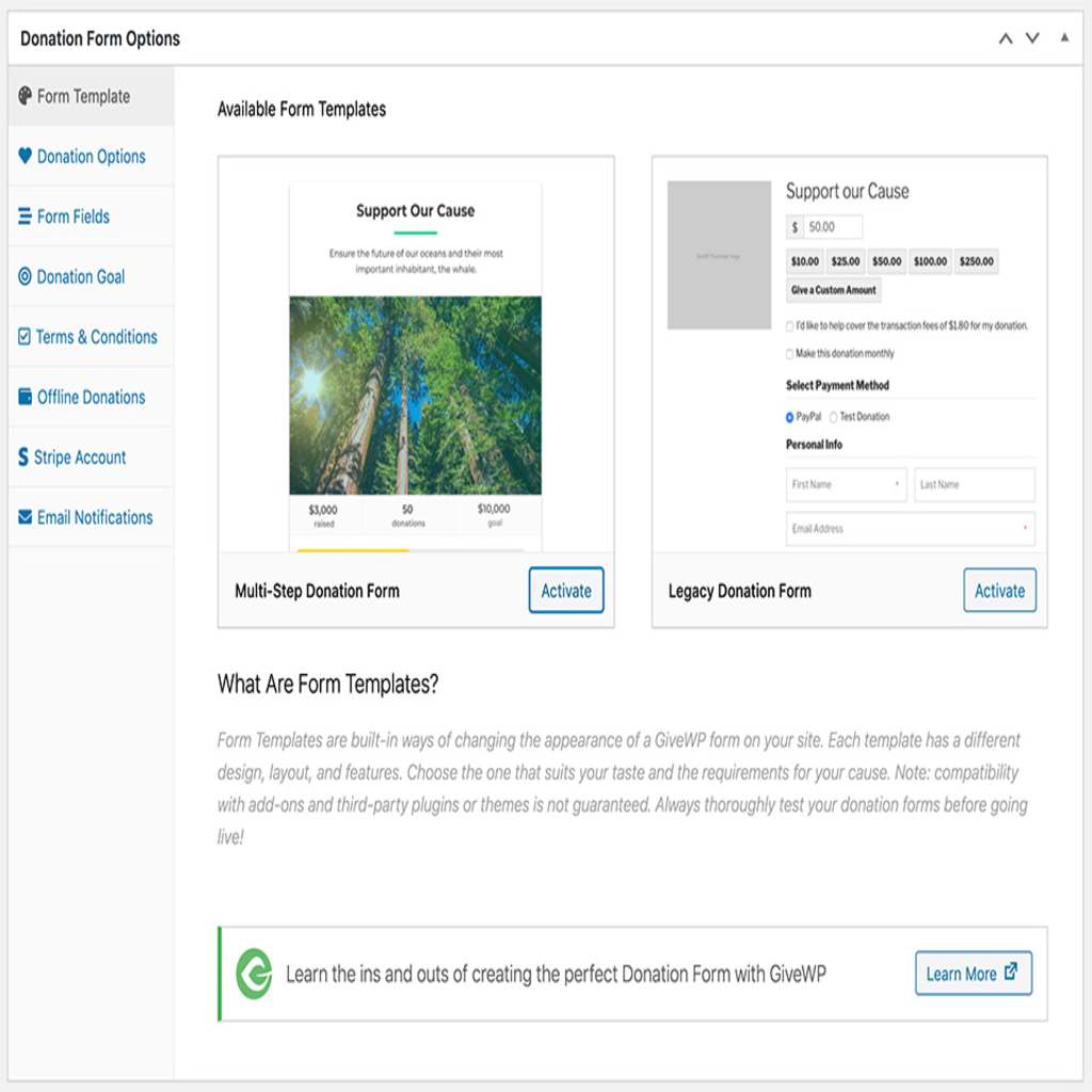 GiveWP Legacy Template selection for translating WPML