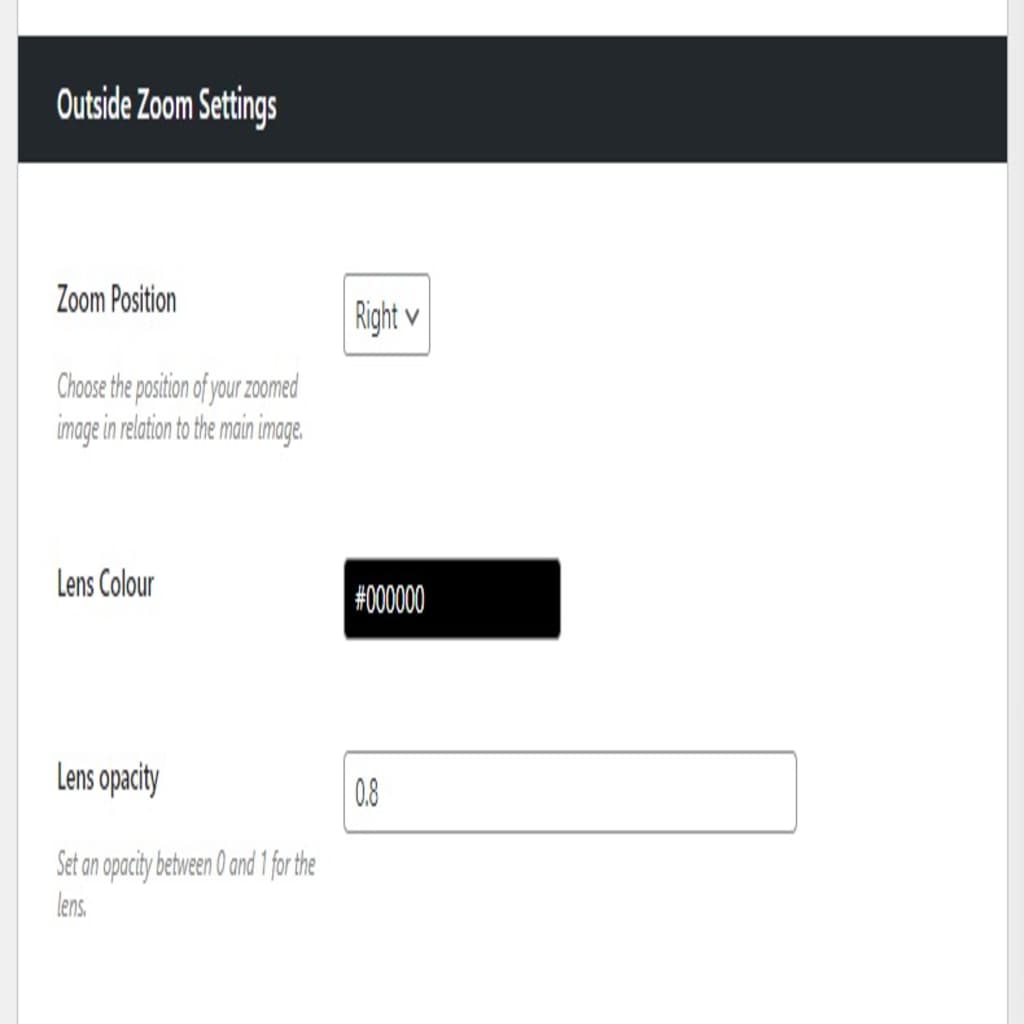 outer zoom settings