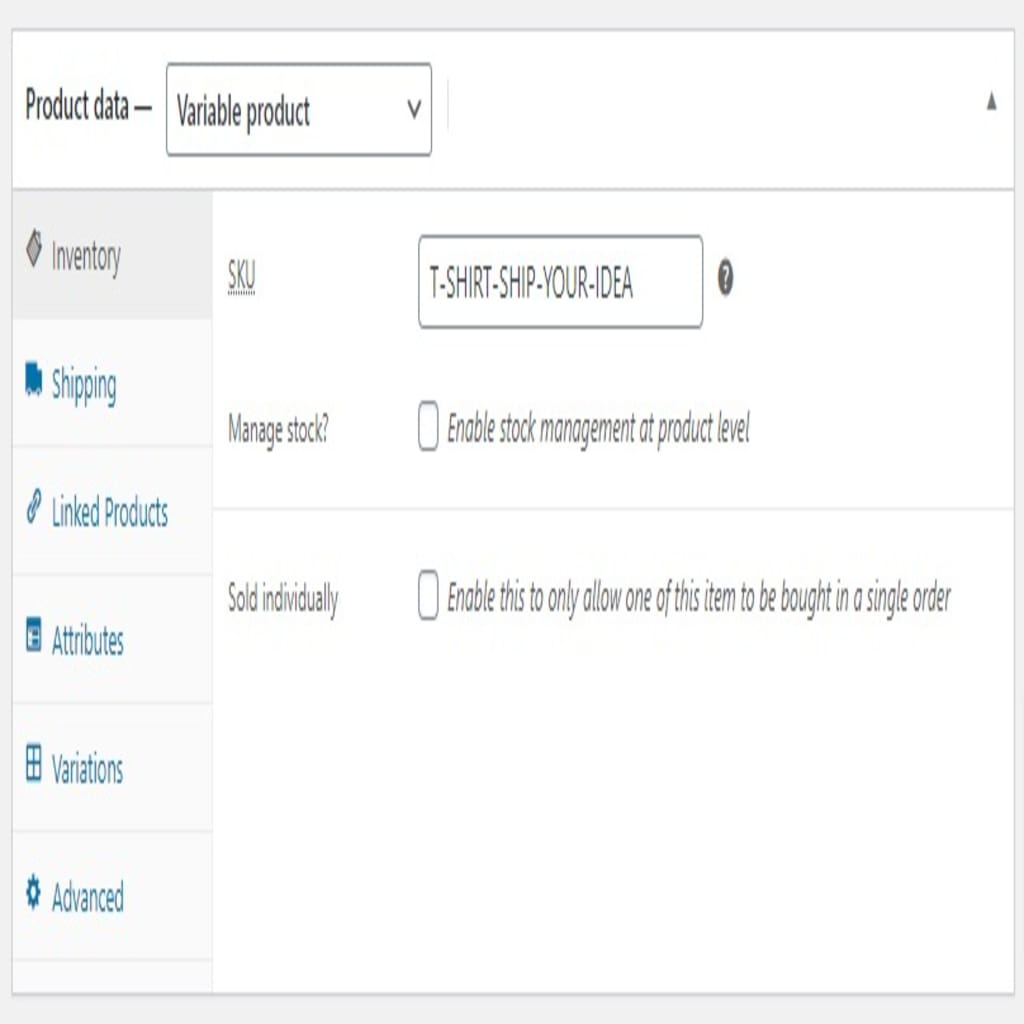 product data section woocommerce