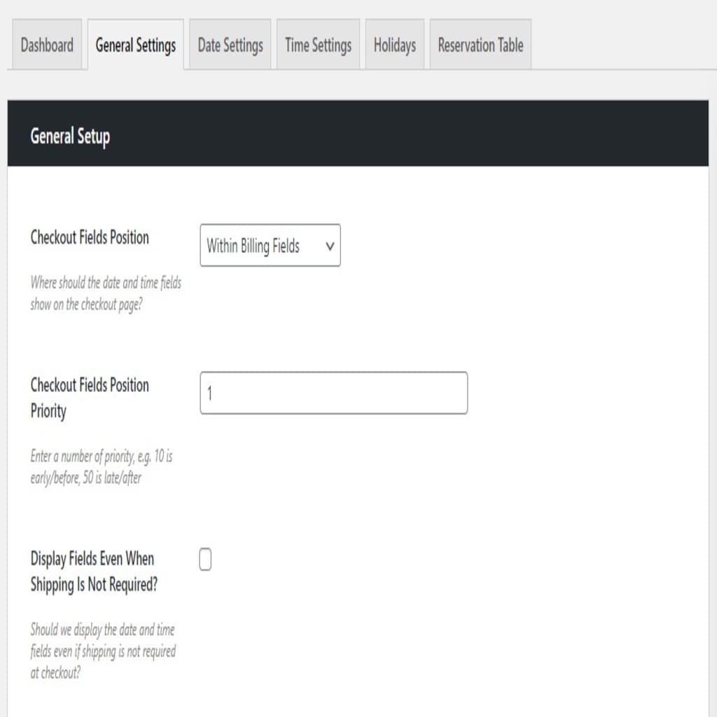 Delivery Slots General settings tab