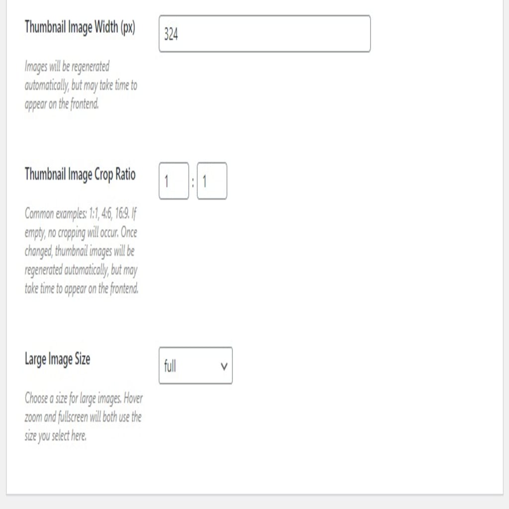 woocommerce gallery size