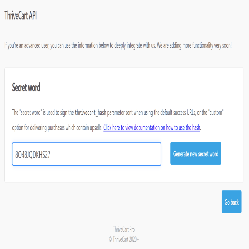 ThriveCart Secret Word