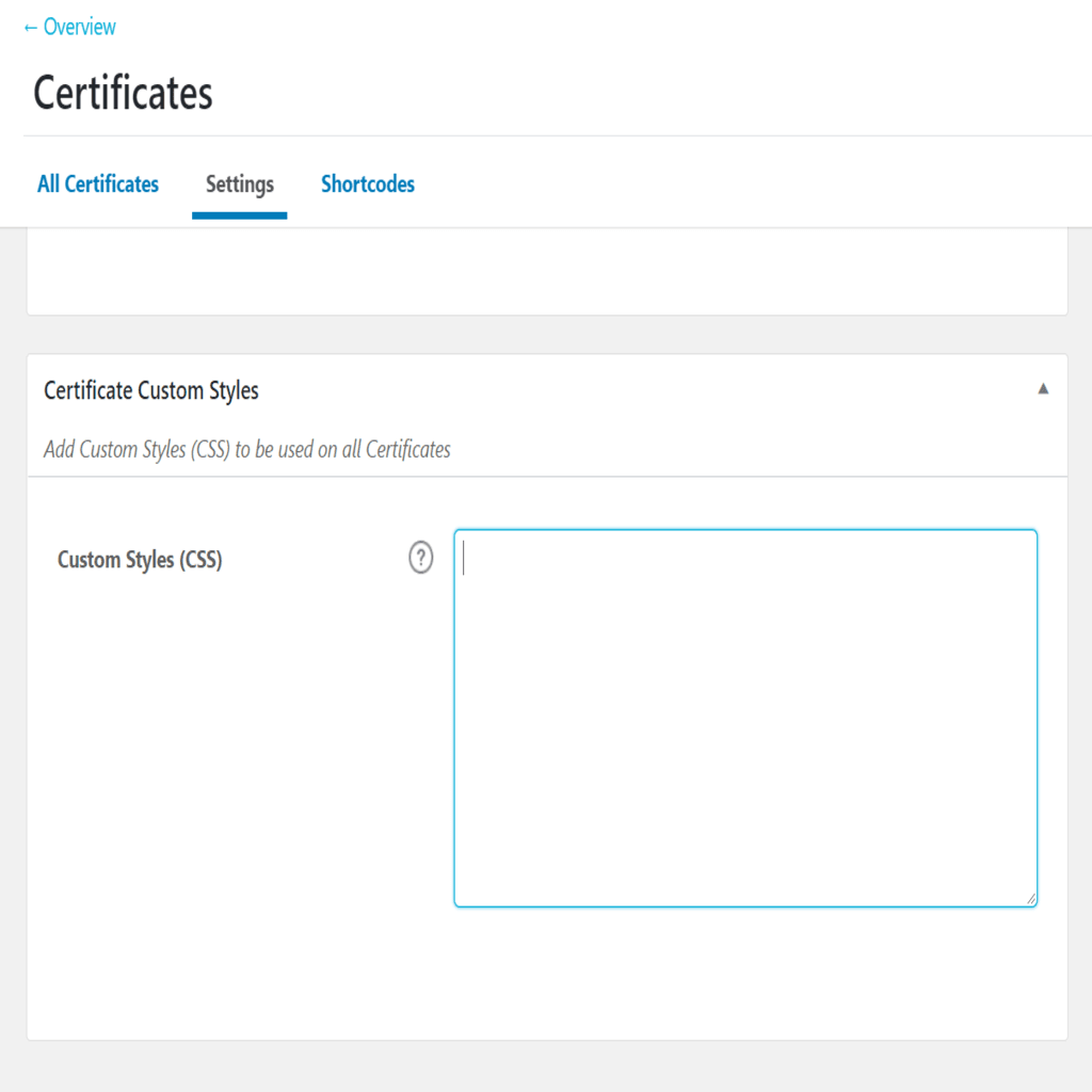 Certificate custom styles