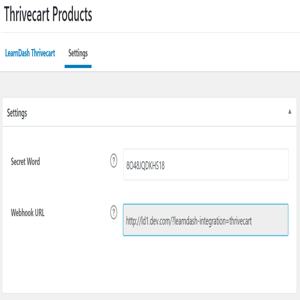 Webhook URL for ThriveCart