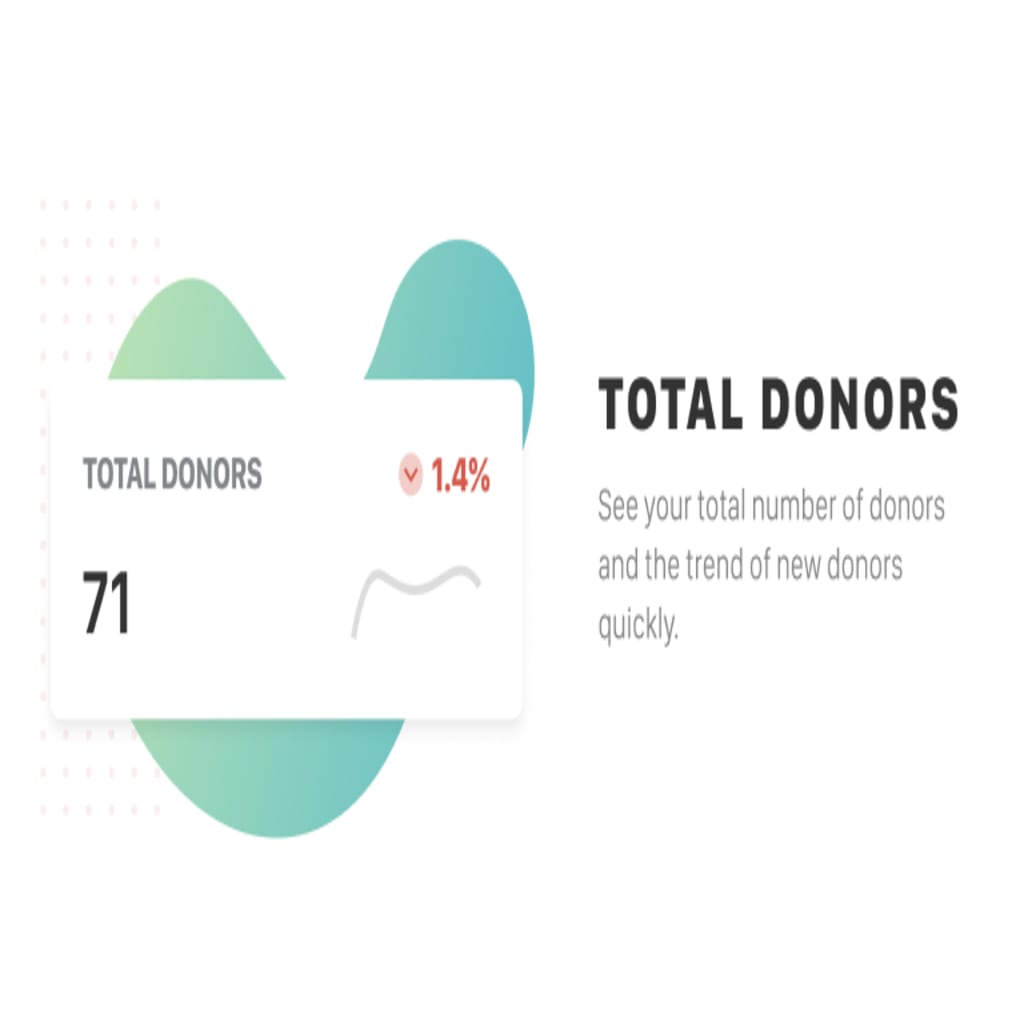 The "Total Donors" chart let's you see your total number of donors and the trend of new donors quickly.