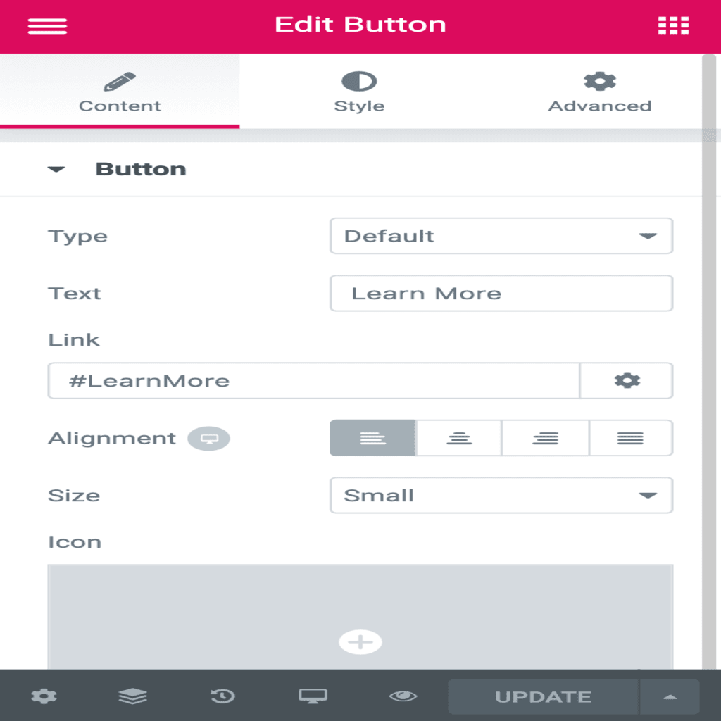 #LearnMore is an anchor tag link that can be used in place of a hyperlink for a button.