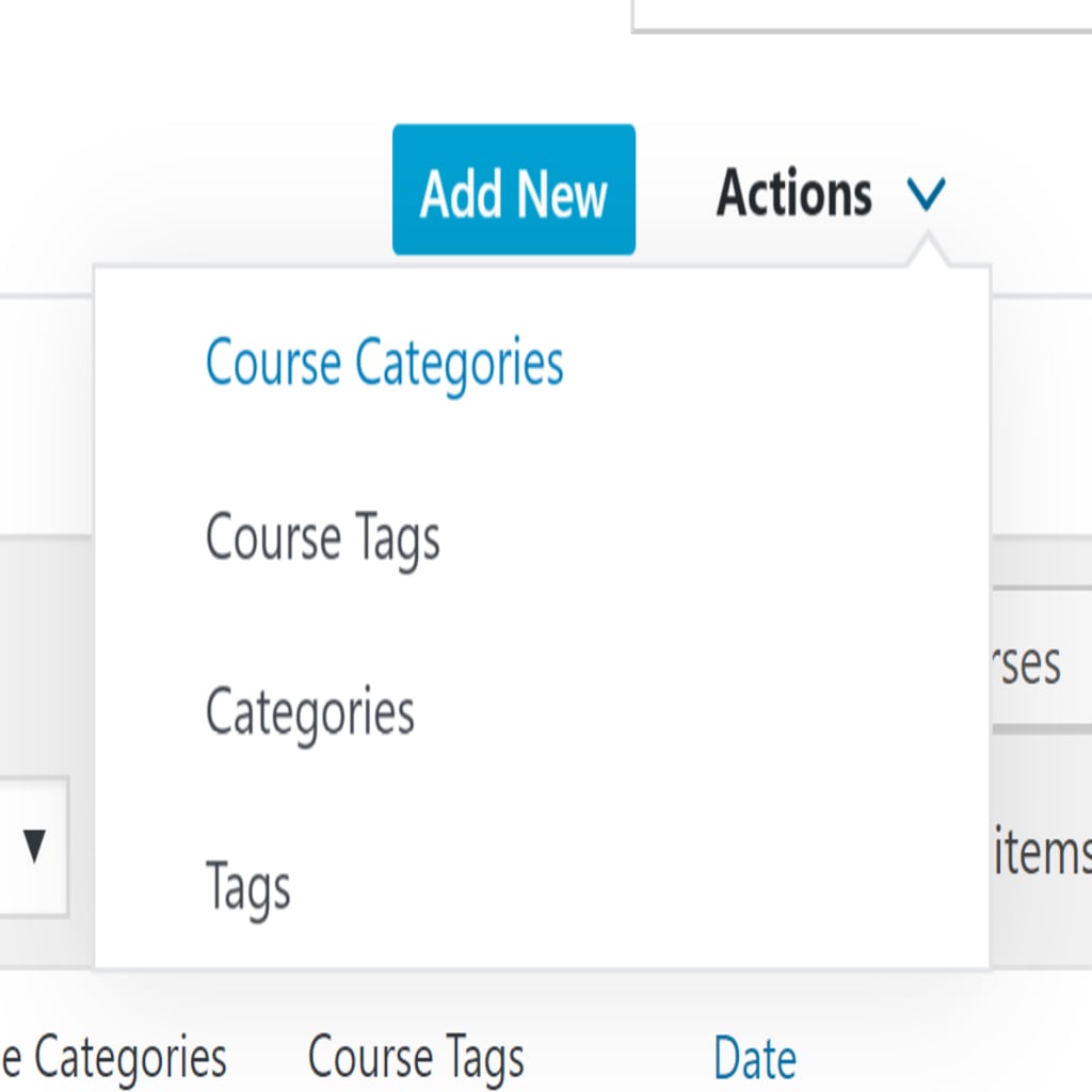 Setting where you add LearnDash course categories and tags
