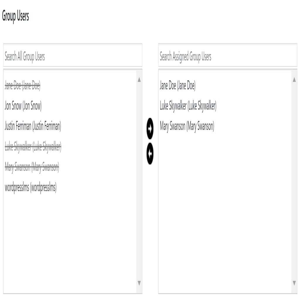 Sample of Group Users