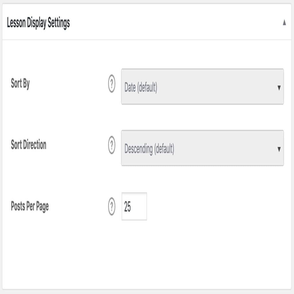 LearnDash lesson display settings