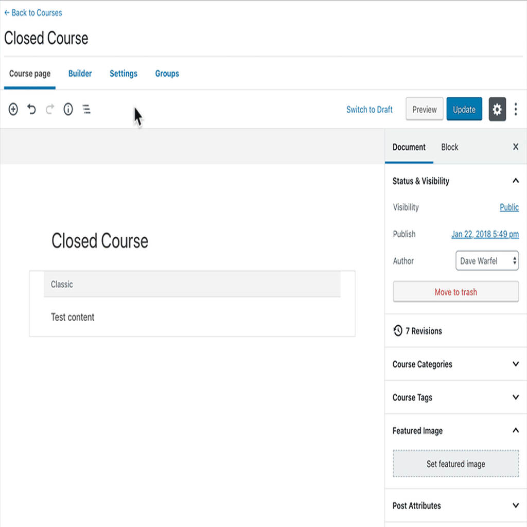 LearnDash closed course, enter SamCart URL
