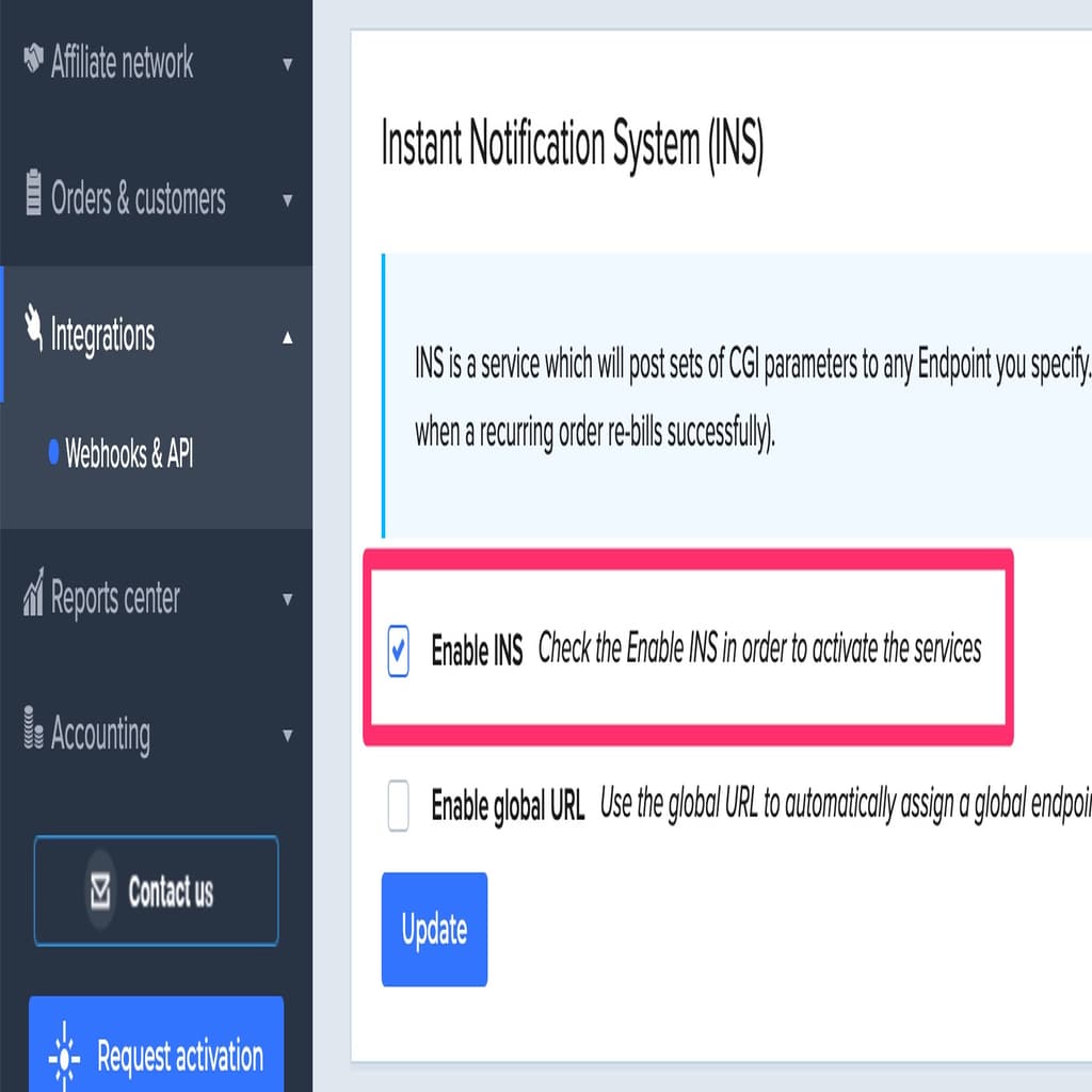 Enable INS in 2Checkout