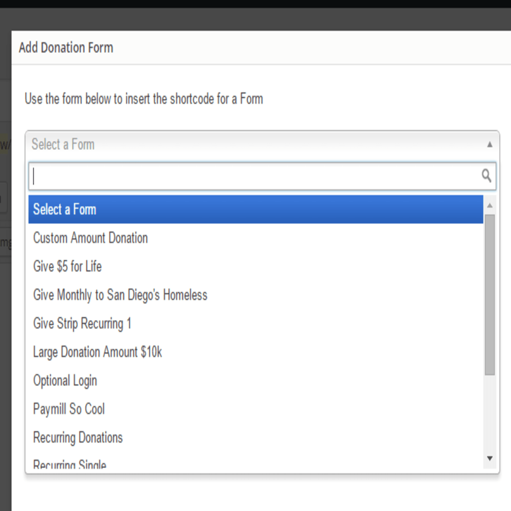 Select a Form to Insert