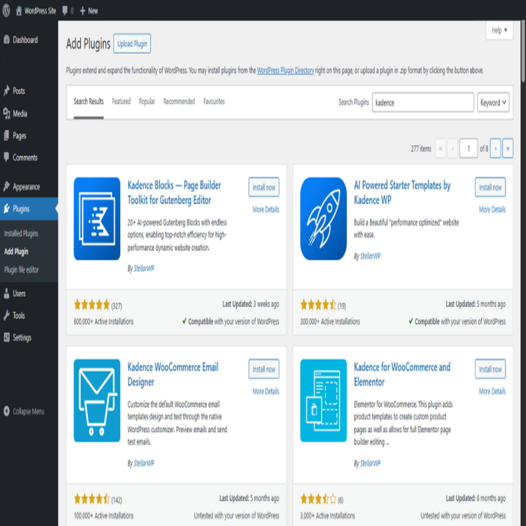 add wordpress plugin kadence