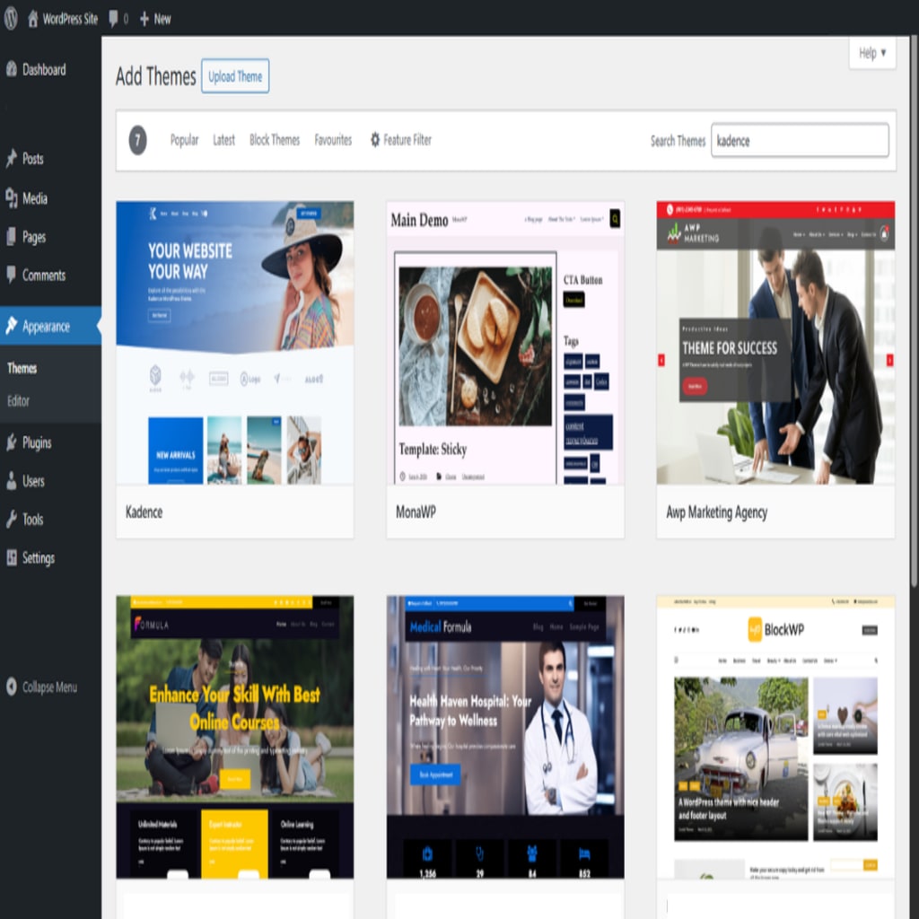 add wordpress theme kadence