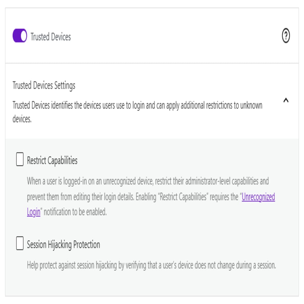 Trusted Devices feature