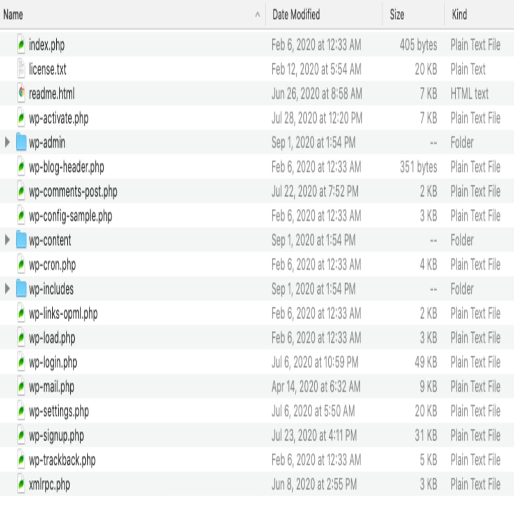 WordPress files