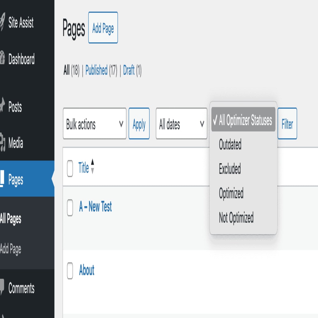 Optimizer Status Filter
