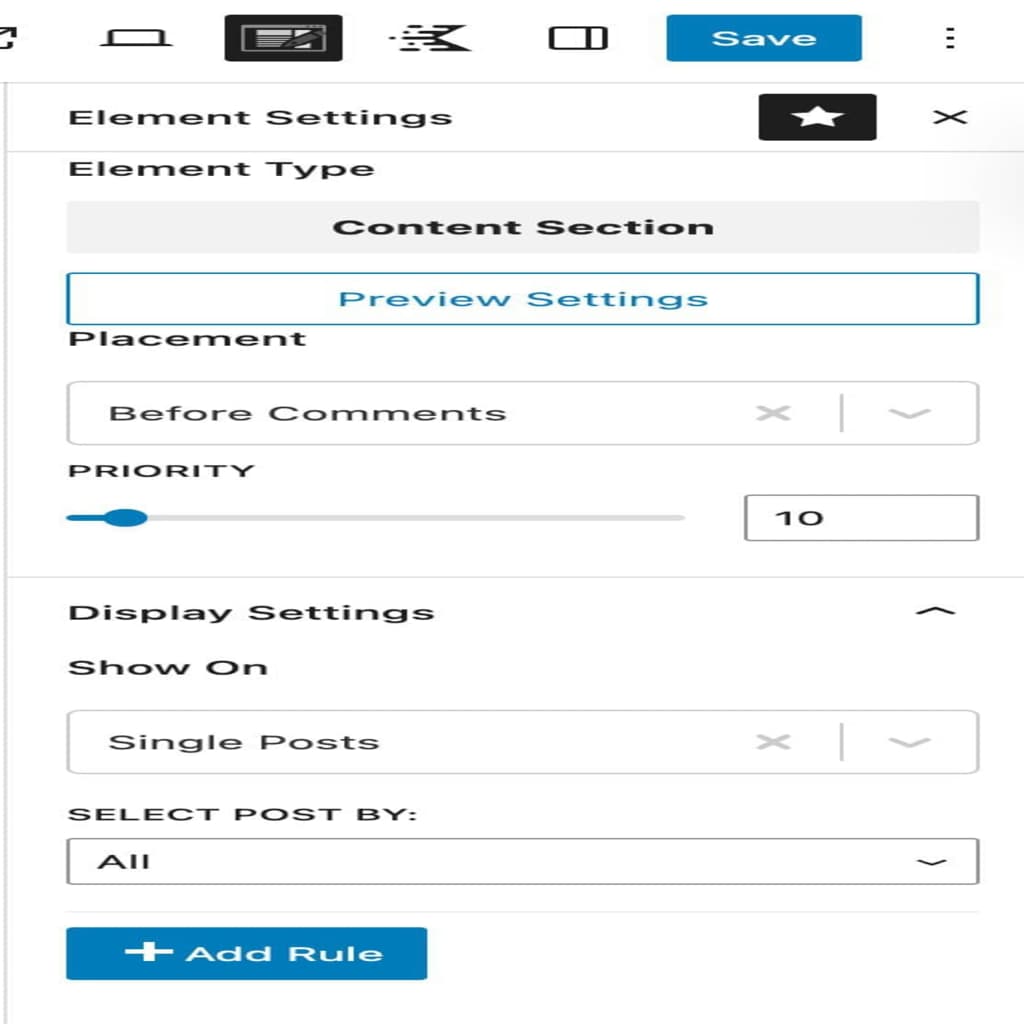 Placement Settings