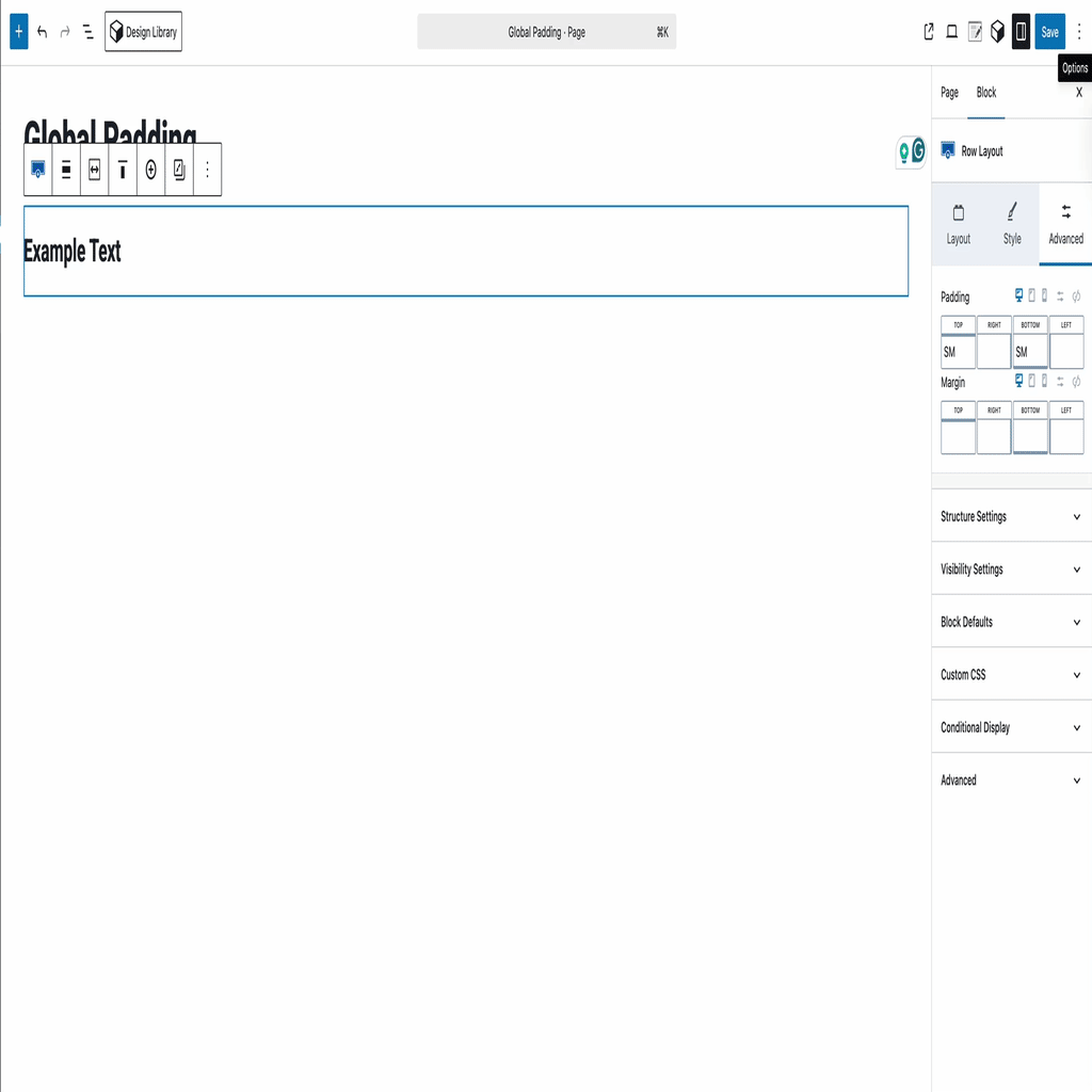 Adding Global Padding