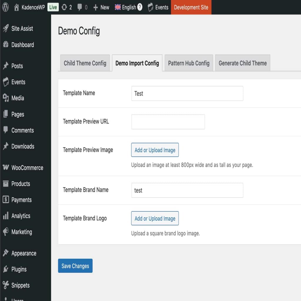 Demo Import Config