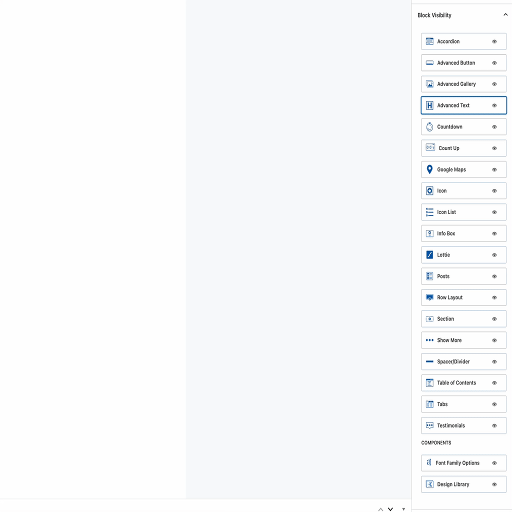 Block Visibility settings
