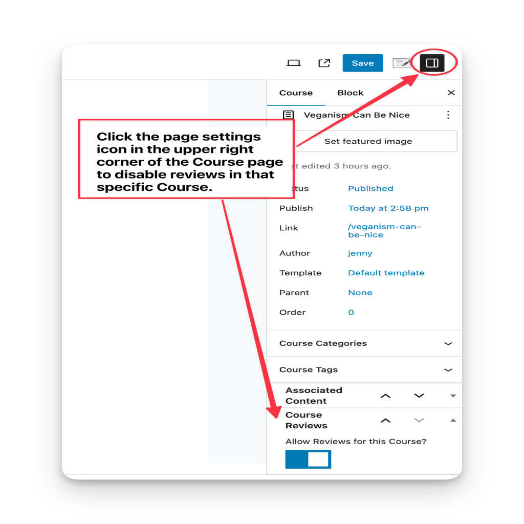 Configure for individual Course settings