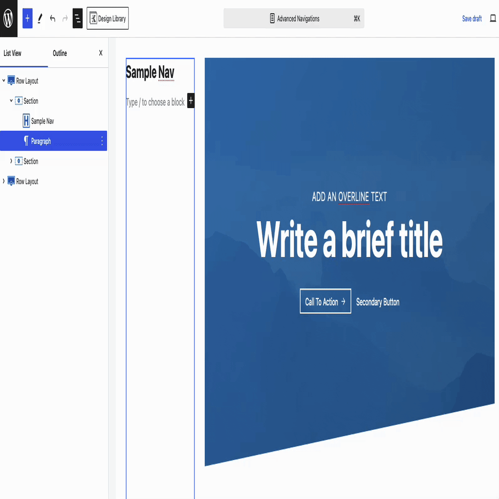 Adding Navigation outside of Header