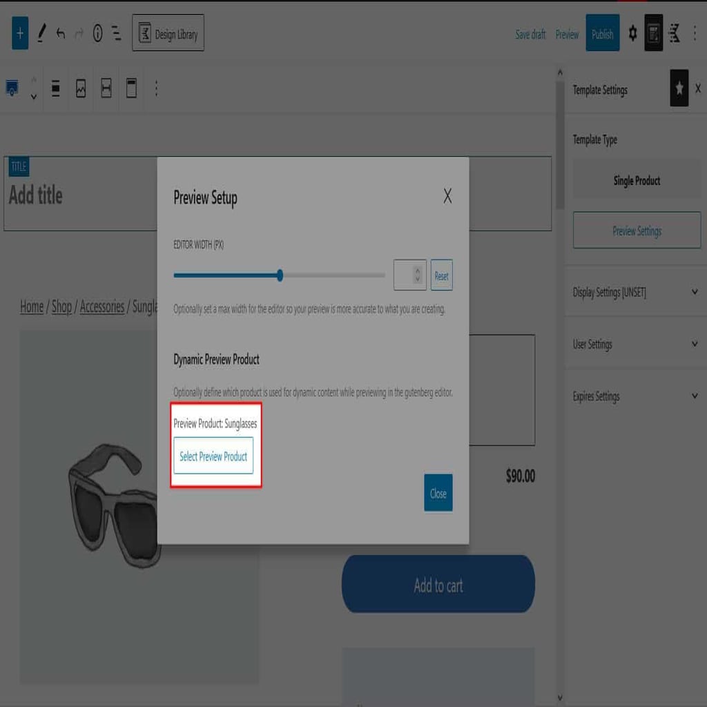 Select Preview Product Button