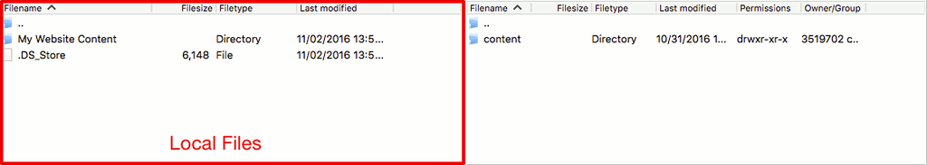 directories on local computer and cloud sites files highlighted