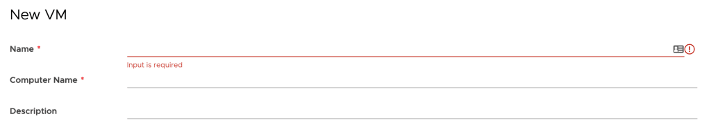new vm name field