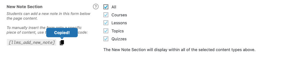New Note Selection