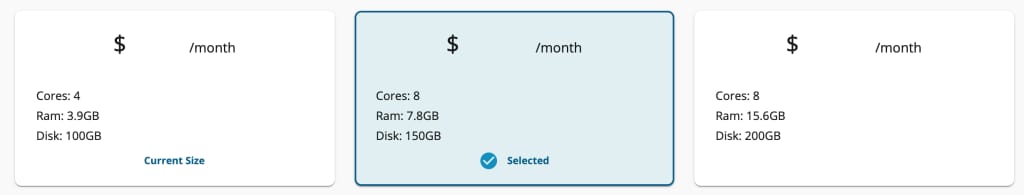 size options displayed