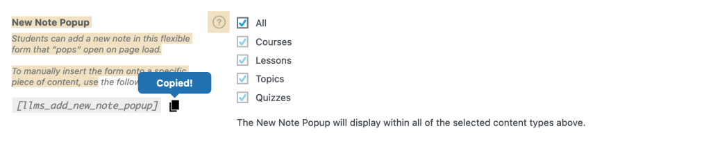 Note Pop up