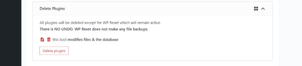 delete plugins confirmation screen