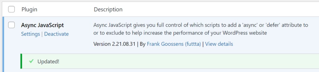 updated wordpress plugin