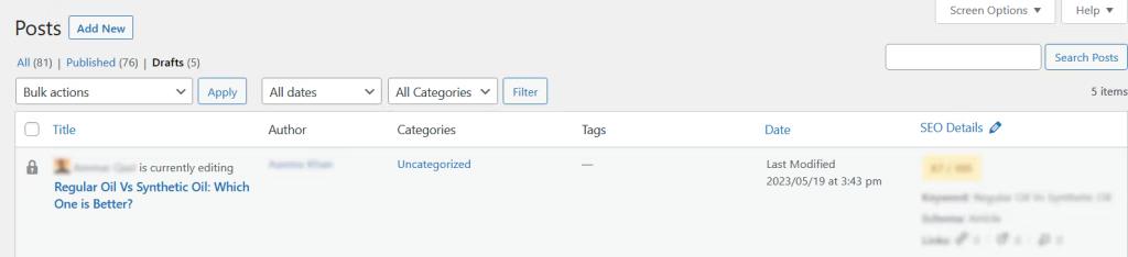 wordpress posts screenshot